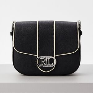Lauren Ralph Lauren Addi Leather Crossbody Bag Black Ivory Trim